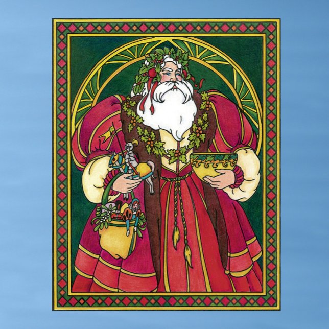Weihnachten, Weihnachtsmann mit Holly-Blätter Poster (Von Creator hochgeladen)