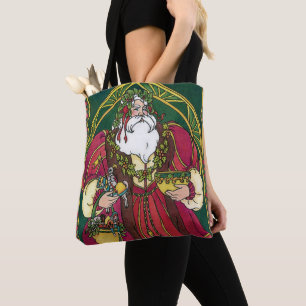 Weihnachten, Weihnachtsmann mit Holly-Blätter Tasche