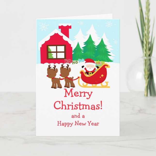 Weihnachten Weihnachtsmann & Reindeer Frohe Weihna (Vorderseite)