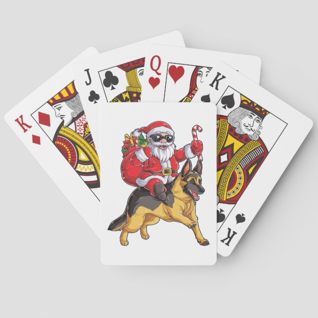 Weihnachten Weihnachtsmann reiten Deutscher Schäfe Spielkarten (Rückseite)