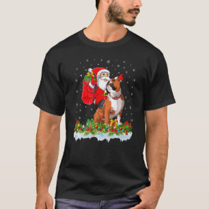 Weihnachten Weihnachtsmann reiten English Bulldog  T-Shirt