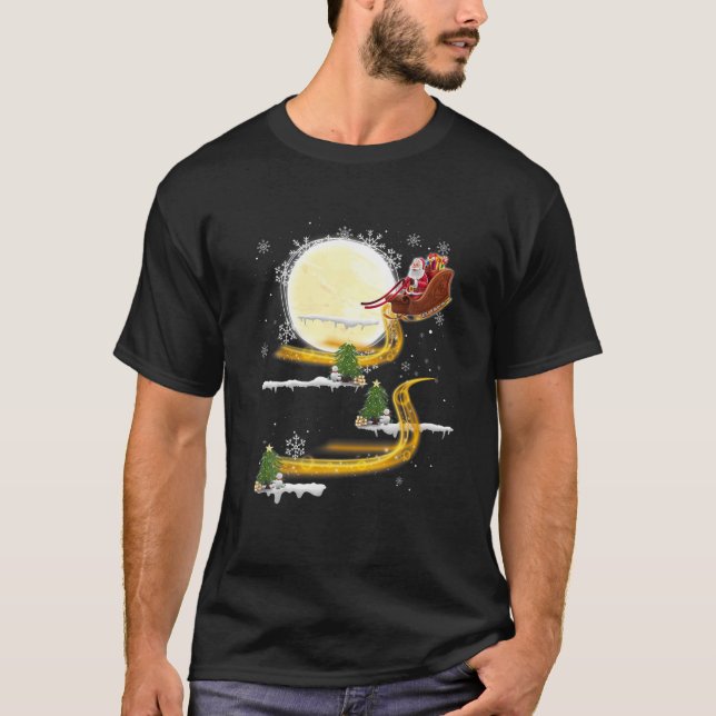 Weihnachten Weihnachtsmann Reitsport Mops Der sonn T-Shirt (Vorderseite)