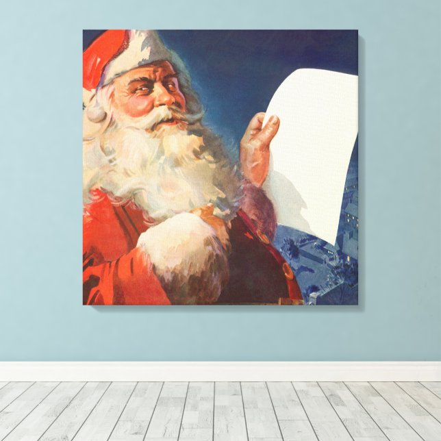 Weihnachten, Weihnachtsmann, Schöne Liste Leinwanddruck (Insitu (Holzboden))