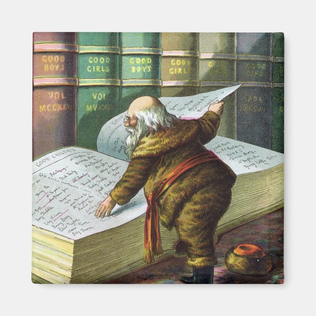 Weihnachten, Weihnachtsmann, Schöne Liste Magnet (Vorne)