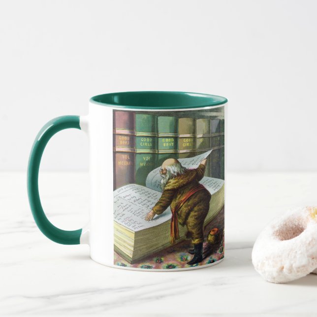 Weihnachten, Weihnachtsmann, Schöne Liste Tasse (Mit Donut)
