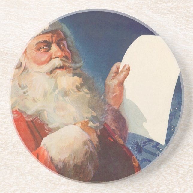 Weihnachten, Weihnachtsmann, Schöne Liste Untersetzer (Vorne)