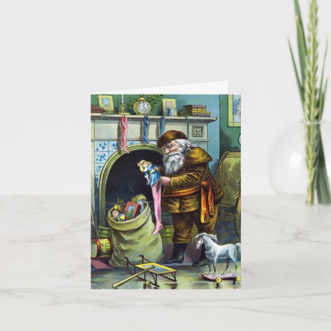 Weihnachten, Weihnachtsmann, Spielzeuge aus dem We Dankeskarte (Vorderseite)