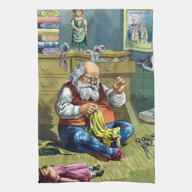 Weihnachten, Weihnachtsmann Spielzeugpuppen machen Geschirrtuch (Vertikal)