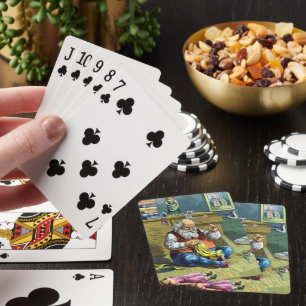Weihnachten, Weihnachtsmann Spielzeugpuppen machen Spielkarten