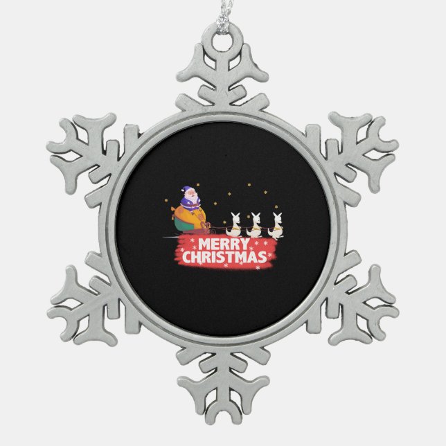 Weihnachten, Weihnachtsmann, Strand Schneeflocken Zinn-Ornament (Vorderseite)