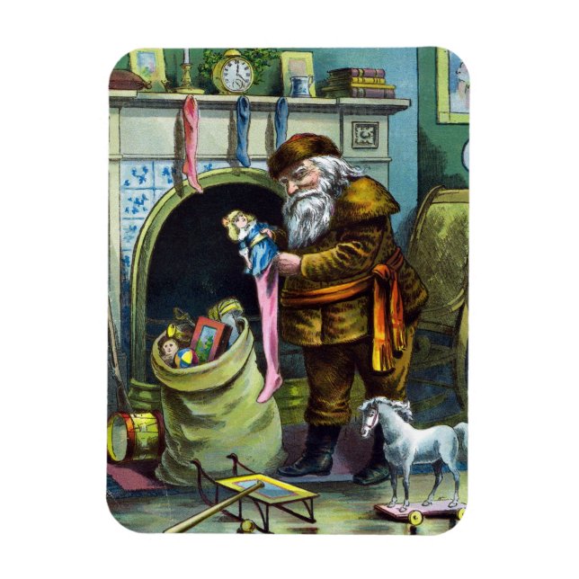 Weihnachten, Weihnachtsmann, Strümpfe mit Spielzeu Magnet (Vertikal)