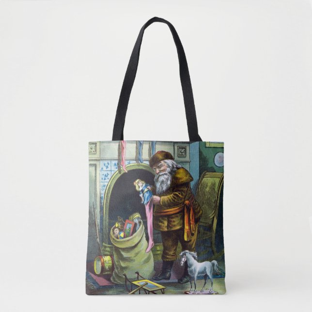 Weihnachten, Weihnachtsmann, Strümpfe mit Spielzeu Tasche (Vorderseite)