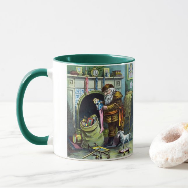 Weihnachten, Weihnachtsmann, Strümpfe mit Spielzeu Tasse (Mit Donut)
