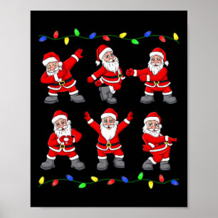 Weihnachten Weihnachtsmann tanzt Bäume Lichter Jun Poster