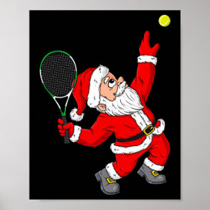 Weihnachten Weihnachtsmann Tennis Spaß Jungen Mädc Poster