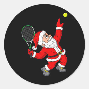 Weihnachten Weihnachtsmann Tennis Spaß Jungen Mädc Runder Aufkleber
