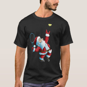 Weihnachten Weihnachtsmann Tennisspiel Racket T-Shirt