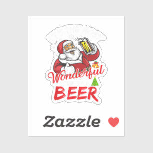 Weihnachten Weihnachtsmann trinken Bier Wonderfu Aufkleber