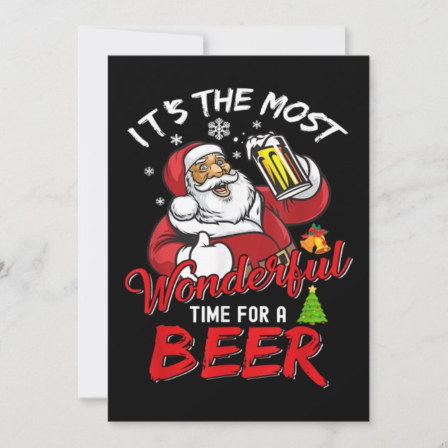 Weihnachten Weihnachtsmann trinken Bier Wonderfu Einladung (Vorderseite)