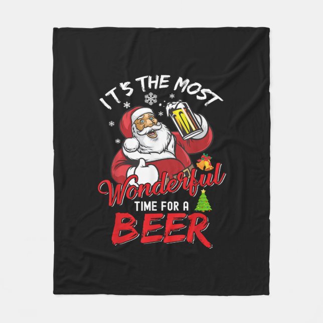 Weihnachten Weihnachtsmann trinken Bier Wonderfu Fleecedecke (Vorderseite)