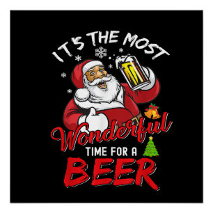 Weihnachten Weihnachtsmann trinken Bier Wonderfu Poster