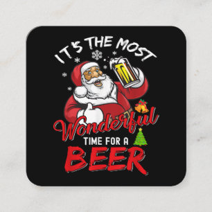 Weihnachten Weihnachtsmann trinken Bier Wonderfu Quadratische Visitenkarte