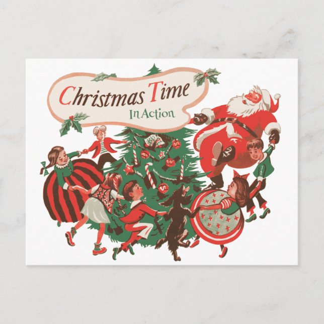 Weihnachten Weihnachtsmann und Tanzkinder (Vorderseite)