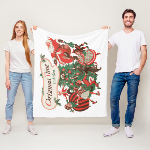 Weihnachten Weihnachtsmann und Tanzkinder Fleecedecke