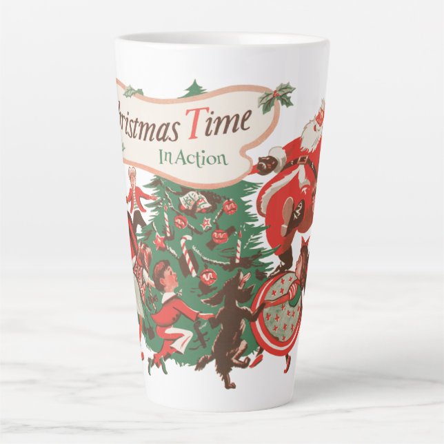 Weihnachten Weihnachtsmann und Tanzkinder Milchtasse (Vorderseite)