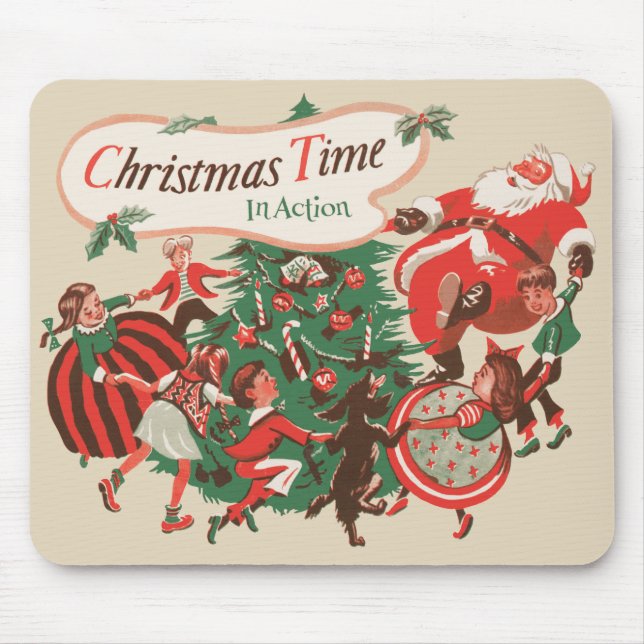 Weihnachten Weihnachtsmann und Tanzkinder Mousepad (Vorne)