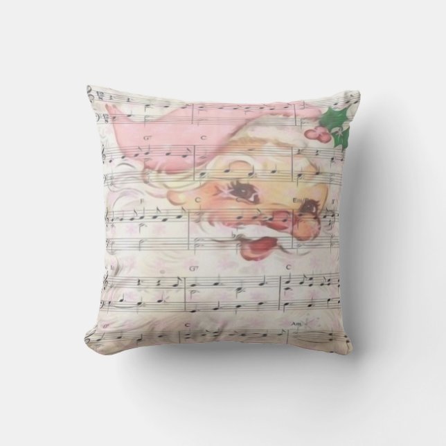 Weihnachten Weihnachtsmann - Vintage Notenmusik Kissen (Vorderseite)