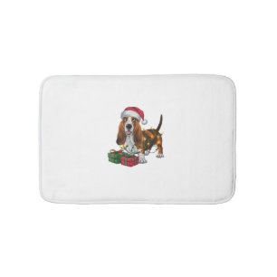 Weihnachten Weihnachtsmannmütze Basset Hund Weihna Badematte