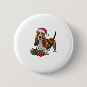 Weihnachten Weihnachtsmannmütze Basset Hund Weihna Button