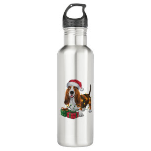 Weihnachten Weihnachtsmannmütze Basset Hund Weihna Edelstahlflasche