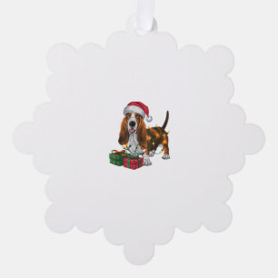 Weihnachten Weihnachtsmannmütze Basset Hund Weihna Ornament Karte