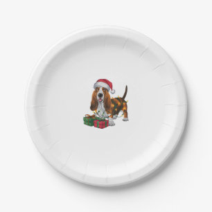 Weihnachten Weihnachtsmannmütze Basset Hund Weihna Pappteller