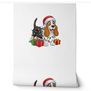 Weihnachten Weihnachtsmannmütze Basset Hund Weihna Tapete