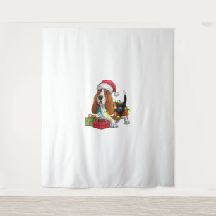 Weihnachten Weihnachtsmannmütze Basset Hund Weihna Wandteppich
