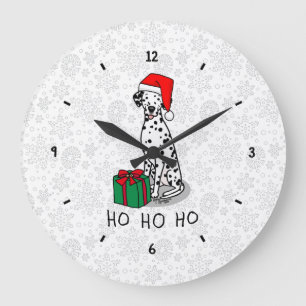 Weihnachten Weihnachtsmannmütze Dalmatiner Dog (sc Große Wanduhr