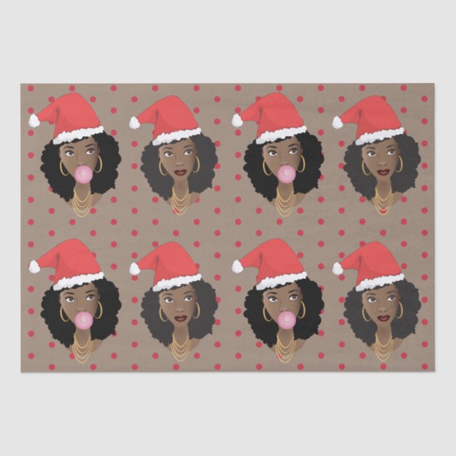 Weihnachten Weihnachtsmannmütze, Schwarze Frau, Ka Seidenpapier (Vorderseite)
