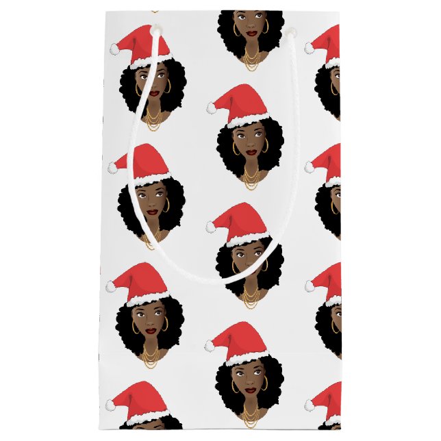 Weihnachten Weihnachtsmannmütze, Schwarze Frau, Na Kleine Geschenktüte (Vorderseite)