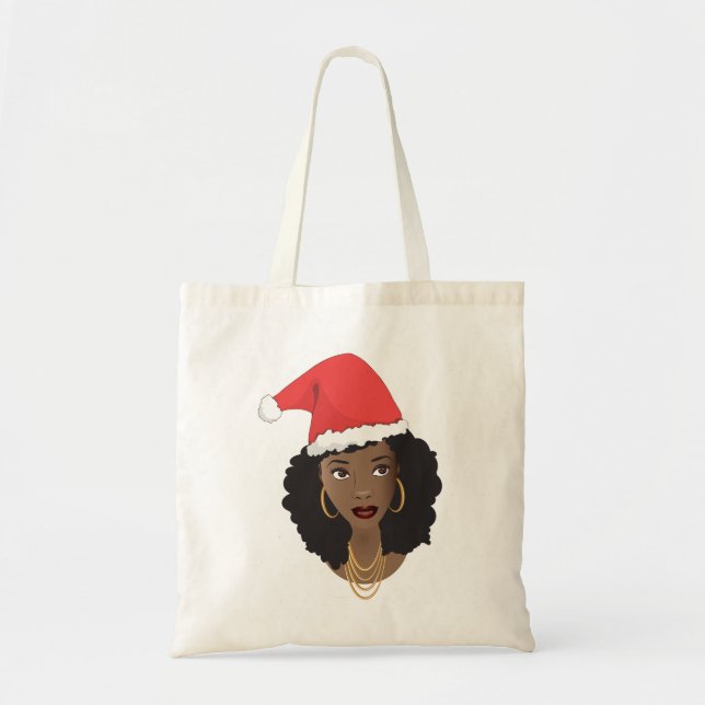 Weihnachten Weihnachtsmannmütze, Schwarze Frau, Na Tragetasche (Vorne)