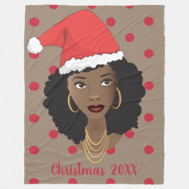 Weihnachten-Weihnachtsmannmütze, Schwarze Frau, ro Fleecedecke