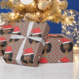 Weihnachten-Weihnachtsmannmütze, Schwarze Frau, ro Geschenkpapier