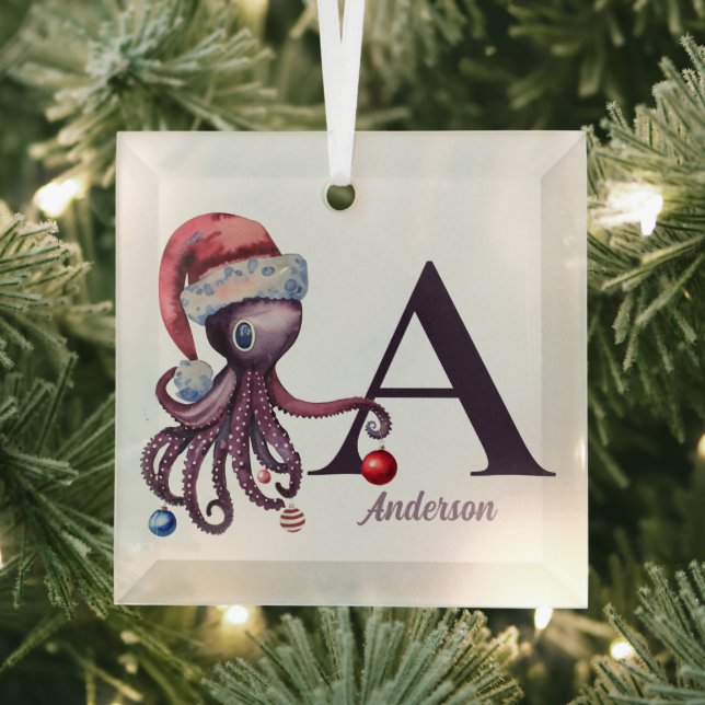 Weihnachten-Weihnachtsmarkt-Monogramm-Name Ornament Aus Glas (Insitu)