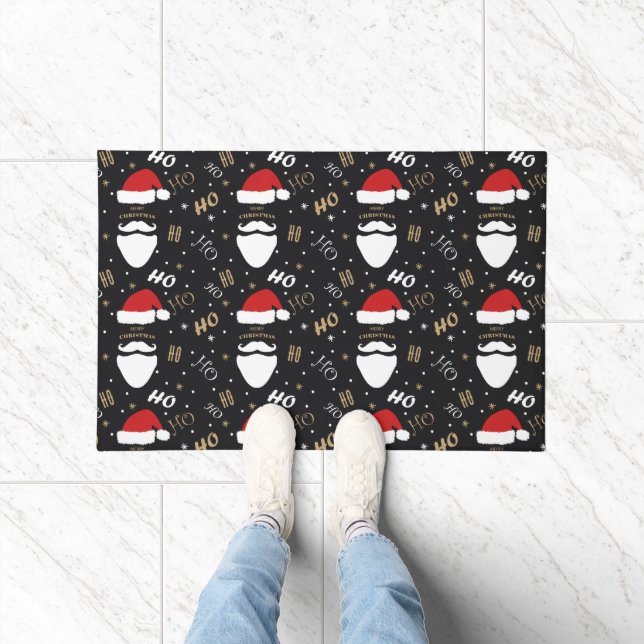 Weihnachten Weihnachtsmuster Schwarzer Hintergrund Fußmatte (Indoor)
