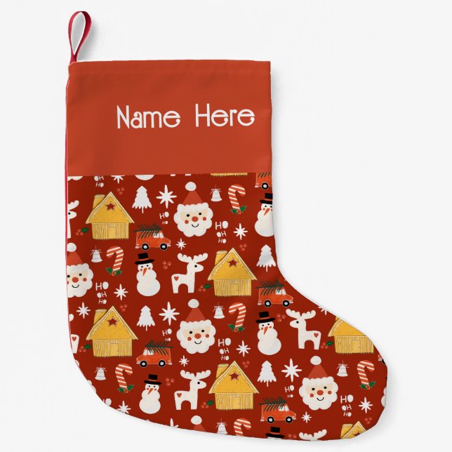 Weihnachten Weihnachtswerkstatt Retro Rot Kleiner Weihnachtsstrumpf (Vorderseite)