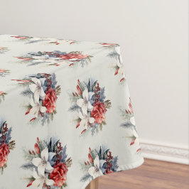 Weihnachten Weiß Rote Blumen Feiertage Elegant Tischdecke