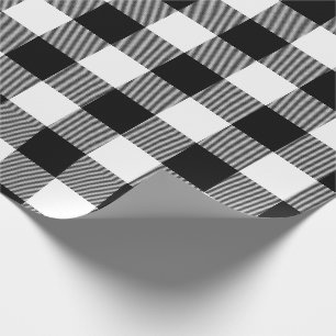 Weihnachten weiß u. schwarzer riesiger Büffel-Karo Geschenkpapier