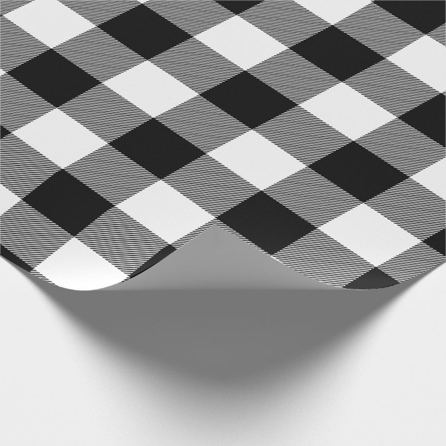 Weihnachten weiß u. schwarzer riesiger Büffel-Karo Geschenkpapier (Ecke)